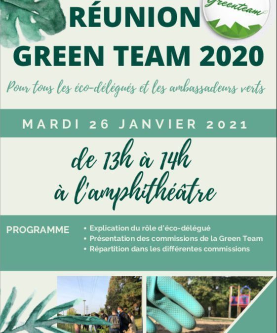 Réunion des éco-délégués et des ambassadeurs verts de la Green Team