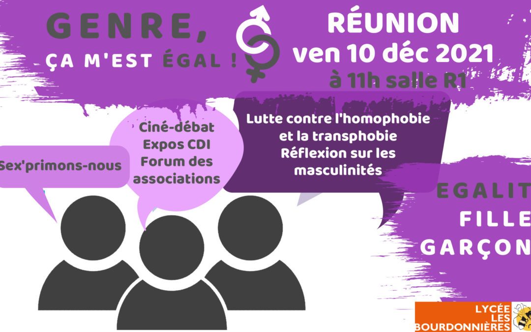 Réunion Egalité Filles-Garçons vendredi 10 déc 2021 11h salle R1