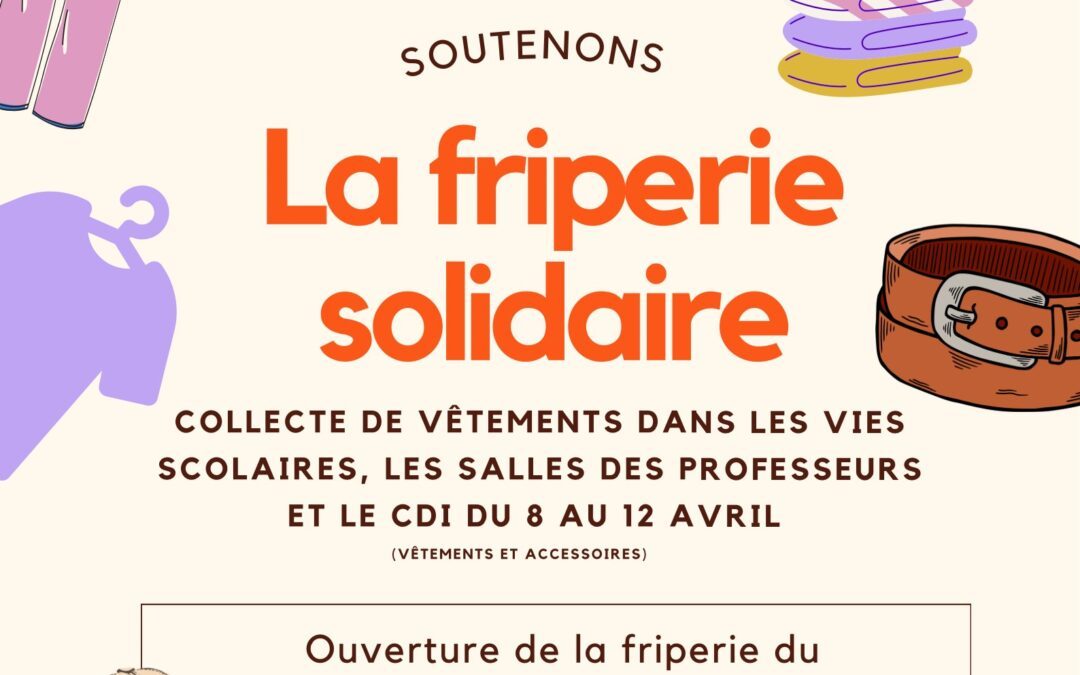 Friperie solidaire : du 16 au 19 avril